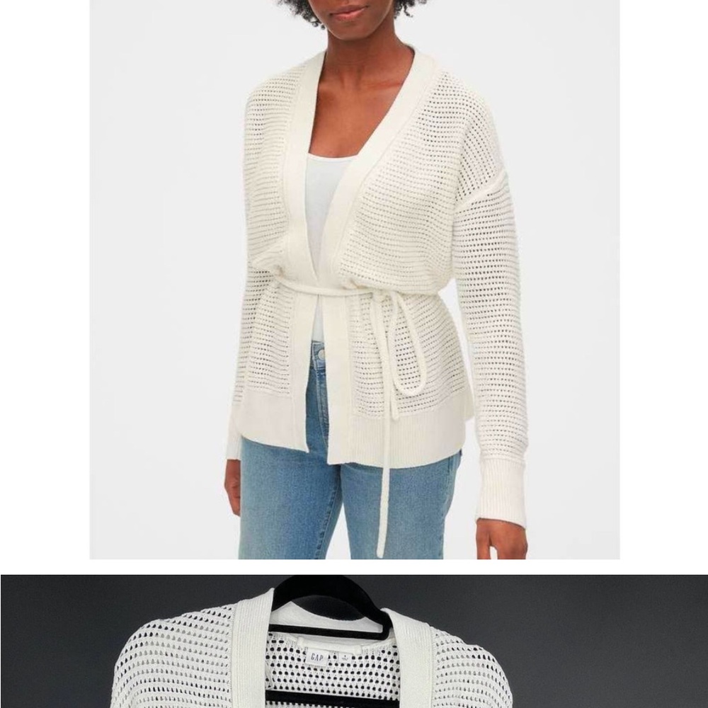 Gap Cotton Crochet Sweater Size Tan color. Small EUC